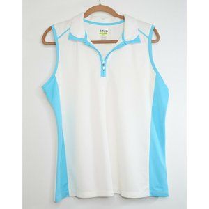 IZOD Cool FX Perform X Tennis Golf Tank Top White Blue Women's Size XL
